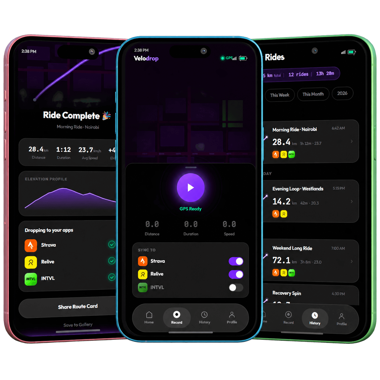 Velodrop recording screen